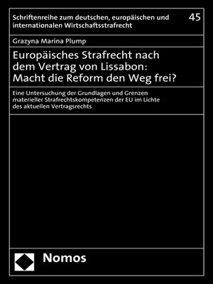 cover image of Europäisches Strafrecht nach dem Vertrag von Lissabon